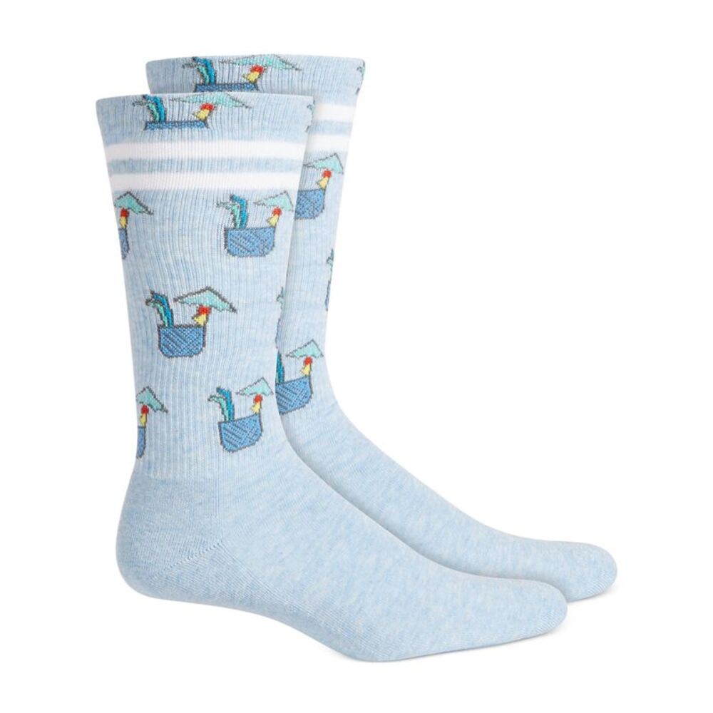 BAR III Womens Light Blue Graphic Graphic Seamless Casual Crew Socks 10-13